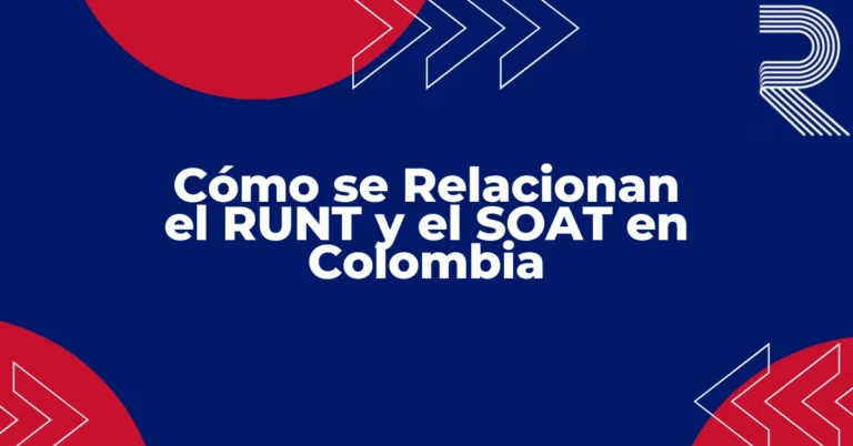 Relación entre el RUNT y el SOAT en Colombia, mostrando cómo verificar el estado de la póliza obligatoria por placa del vehículo