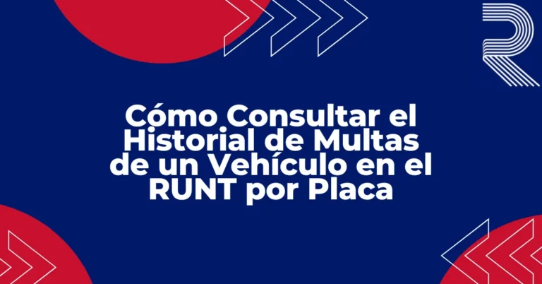 Historial de multas de un vehículo en el RUNT por placa, título sobre fondo plano